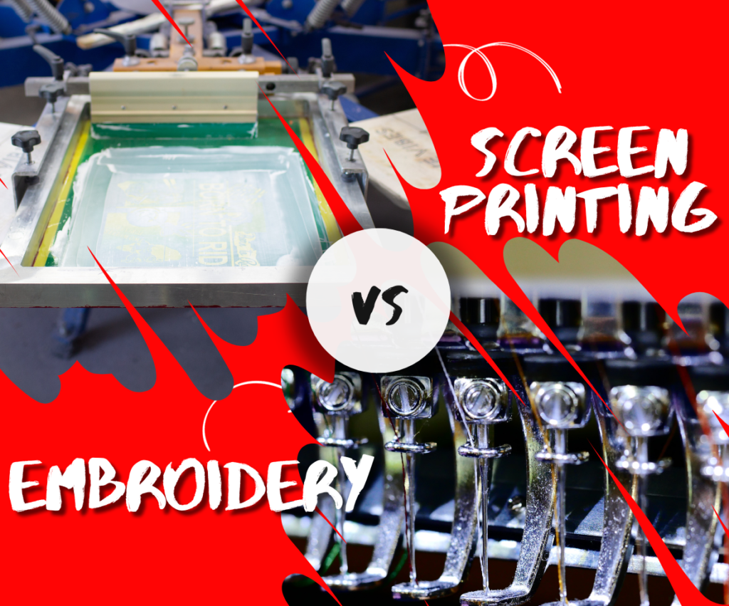 Two popular methods of customization, screen printing and embroidery, battle it out for the top spot.